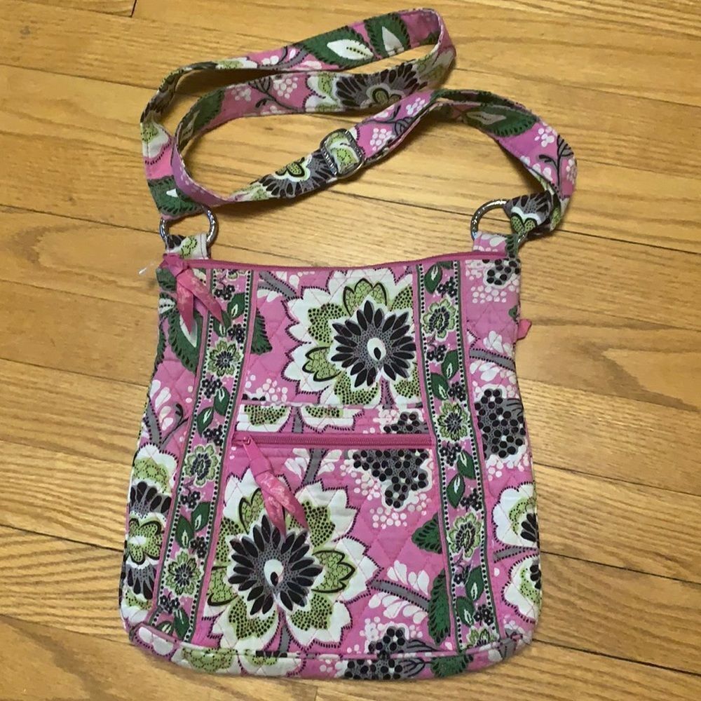 Vera Bradley pink print quilted crossbody bag